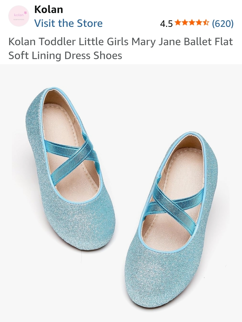 Amazon Girls Blue Glitter Mary Jane Ballet Flats